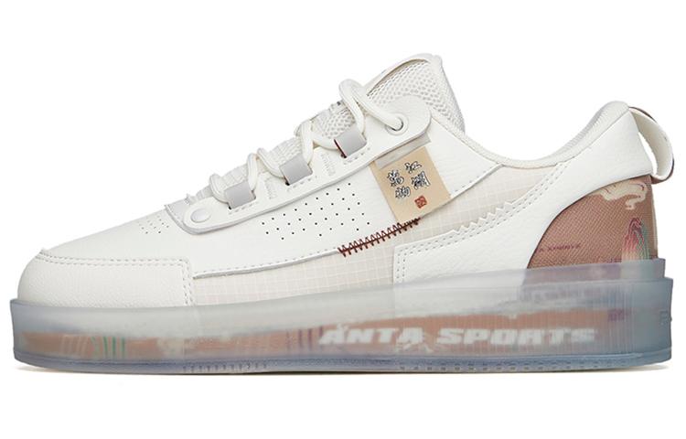 Anta Anti-Slip Wear-Resistant Low-Top Skateboard Shoes Women's White Gray Brown