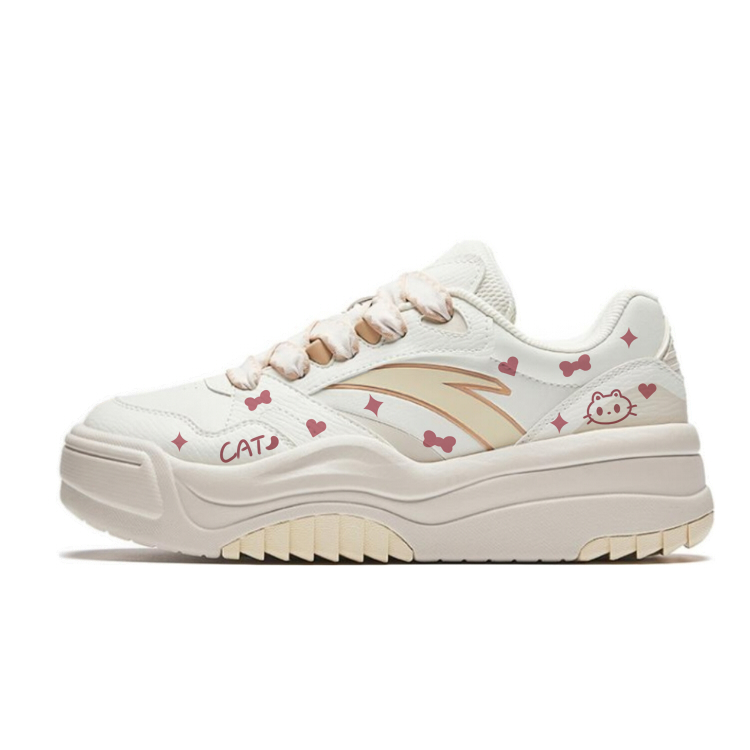 Anta Wave Breathable, Height Increasing, Slip Resistant Low Top Skateboard Shoes Women's White