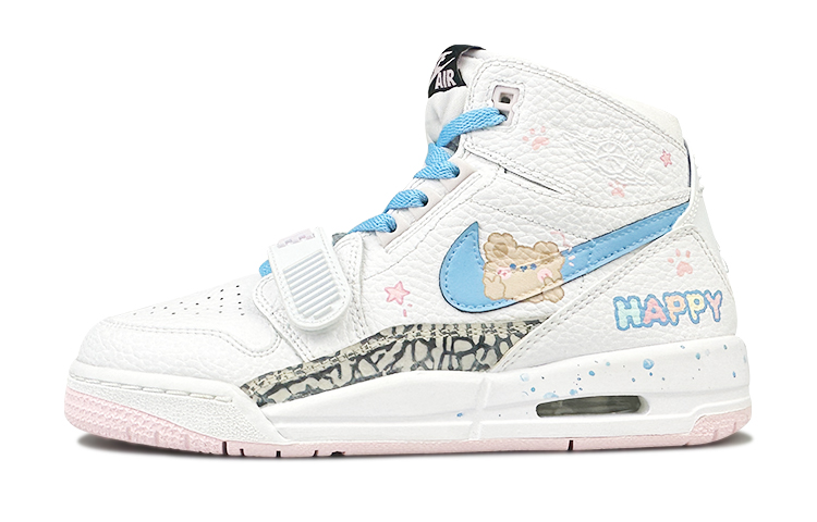Jordan Legacy 312 Cushioning Anti-Slip And Wear-Resistant High-Top Vintage Basketball Shoes Women's Pink White