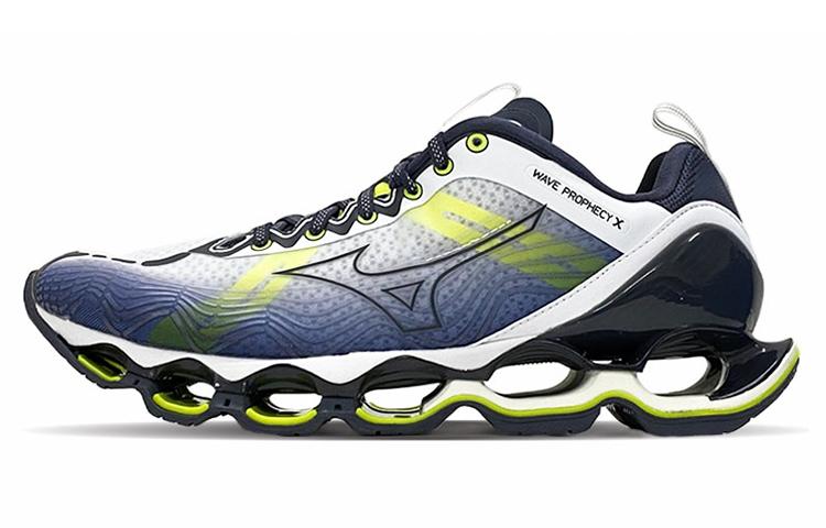 Mizuno Wave X 10 Shock Absorption Non Slip Wear resistant Low Tops White Green 'Black Yellow Blue'
