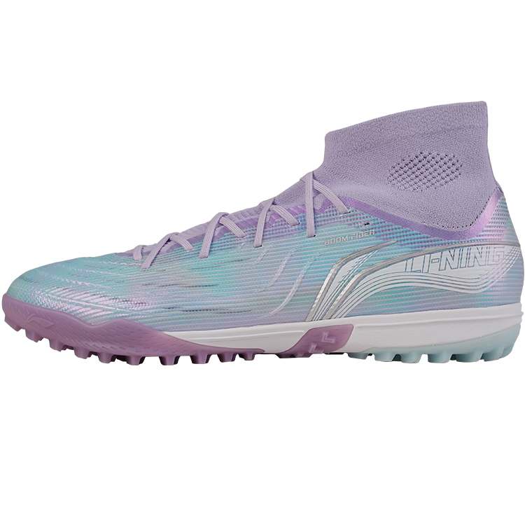 LiNing TF Rubber Broken Studs Artificial Ground Cushioned Slip-Resistant Soccer Shoes Men's Blue Purple