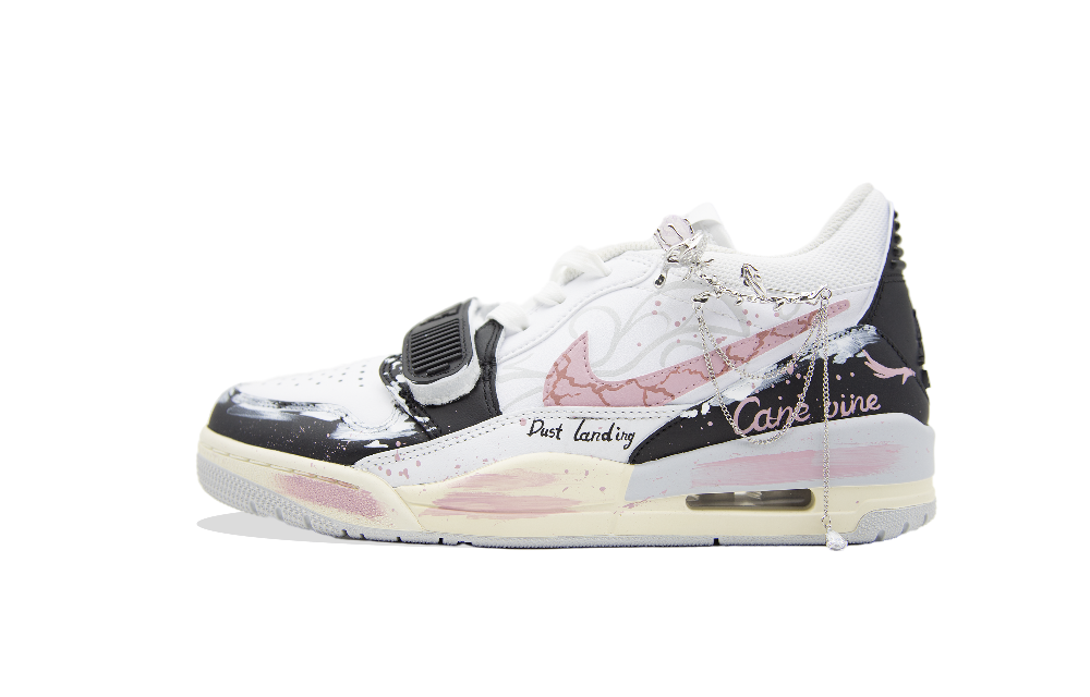 Jordan Legacy 312 Cushioned Slip-Resistant Coverage Low-Top Vintage Basketball Shoes Men's Black Pink White