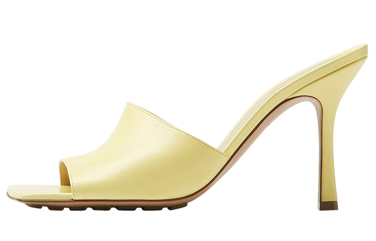 Bottega Veneta Stretch Leather Patchwork Abrasion Resistant Slide Slippers Women's Lemon