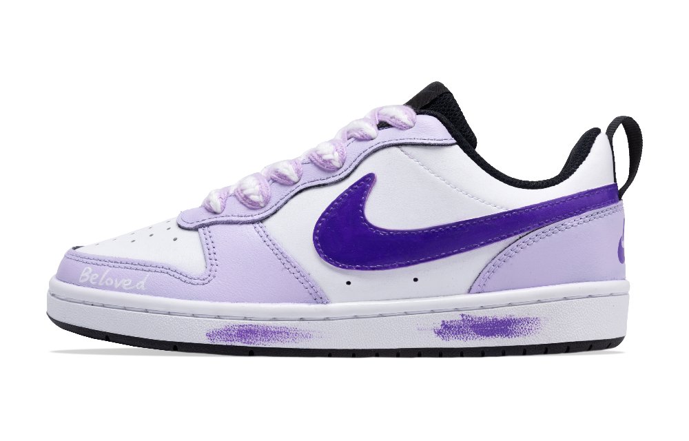 Nike Court Borough 2 Anti Slip Wear Resistant Low Top Skateboard Shoes Unisex White Purple