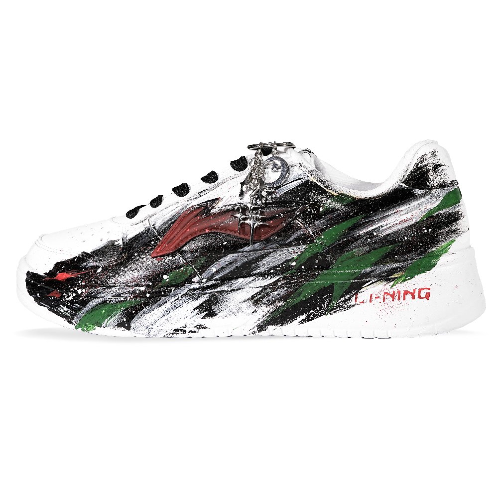 LiNing Pontoon Boats Slip Resistant Cushioning Abrasion Resistant Low Top Skateboard Shoes Unisex White Green