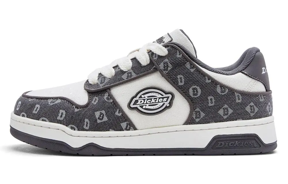 Dickies Abrasion Resistant, Lightweight, And Breathable Low Top Skateboard Shoes Men's Dark Gray White