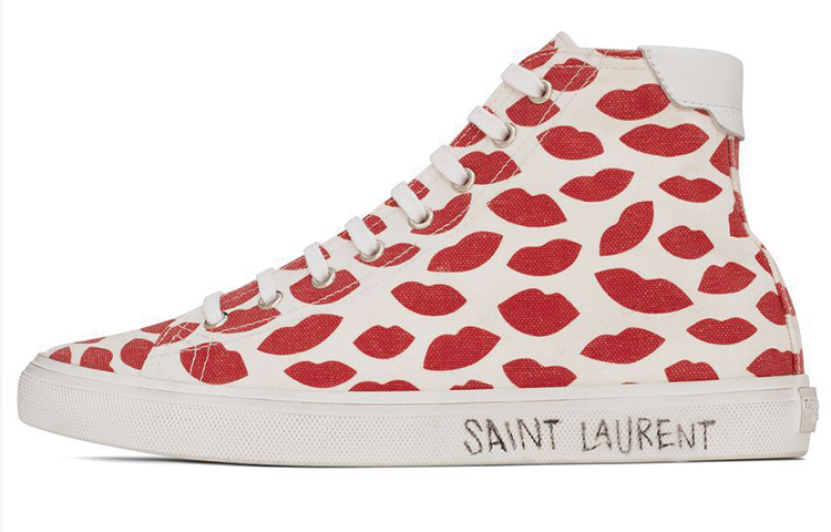 SAINT LAURENT Skateboard Shoes Women's White Red