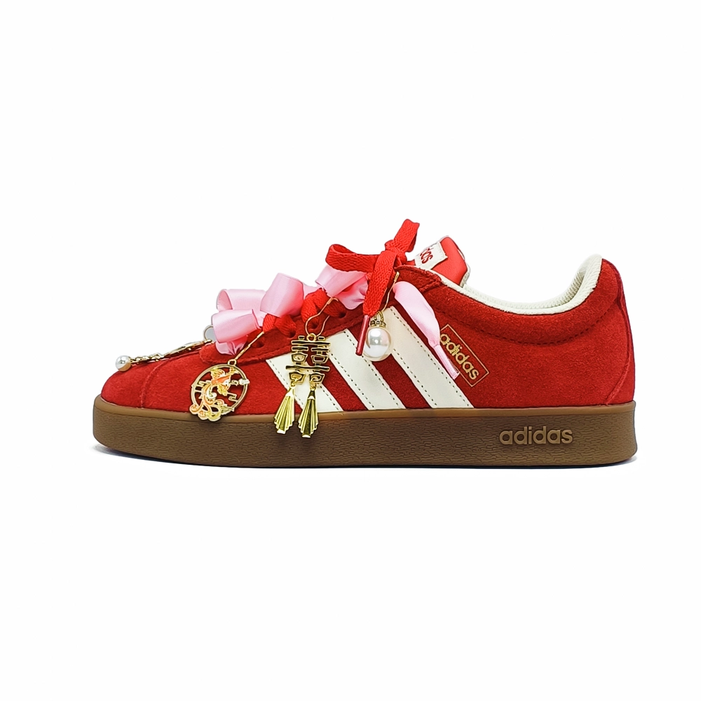 Adidas Vl Court Classic Splendid Wedding Shoes Abrasion Resistant Low top Skateboard Shoes Unisex Red White
