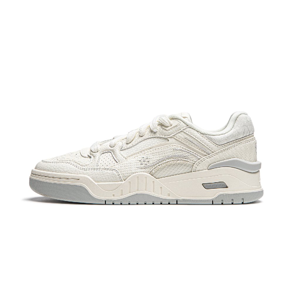 LiNing Moon White 2.0 Anti Slip Wear Resistant Breathable Height Increasing Low Top Skateboard Shoes Women's Ecru