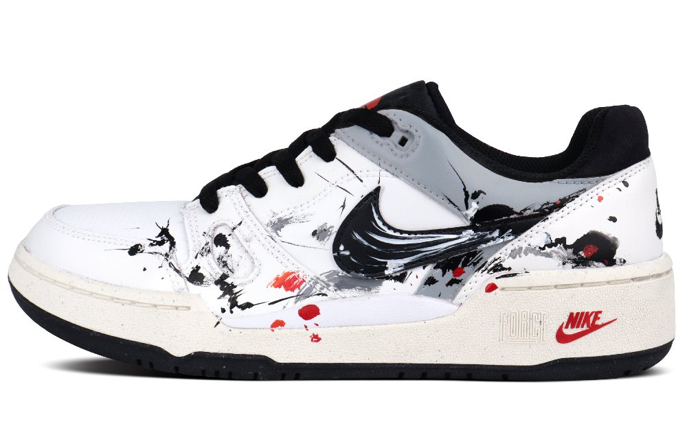 Nike Full Force Anti-Slip Wear-Resistant Low-Top Skateboard Shoes Men's Black White