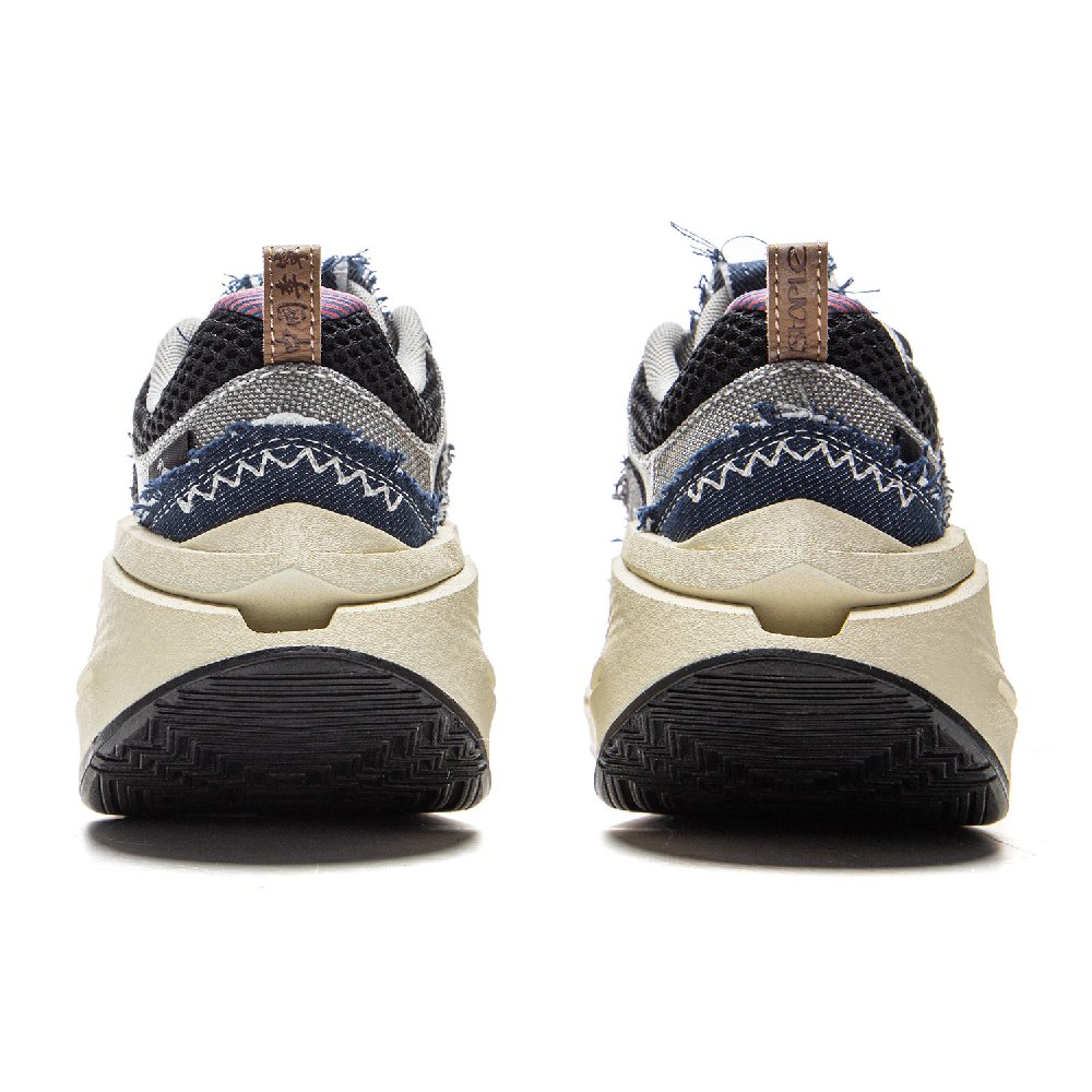 Staple x LiNing Lightweight Rebound Wear Resistant Low Top Casual Shoes Women's Gray Black Blue