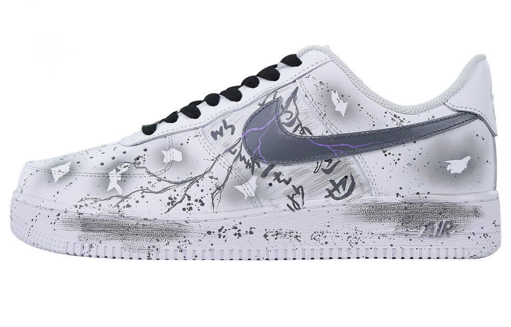 Nike 07 Air Force 1 Anti Slip Wear Resistant Low Top Skateboard Shoes Unisex White Gray