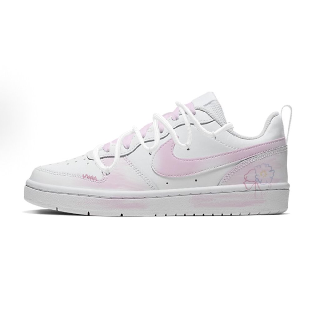 Nike Court Borough Cushioning, Wear Resistant Low top Skateboard Shoes Women's White Pink
