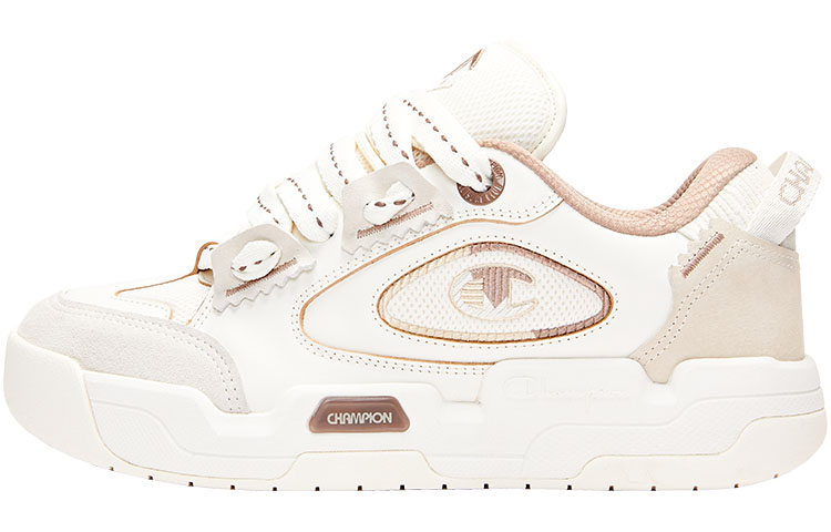 Champion Low-Top Skateboard Shoes Men's White Velvet Brown