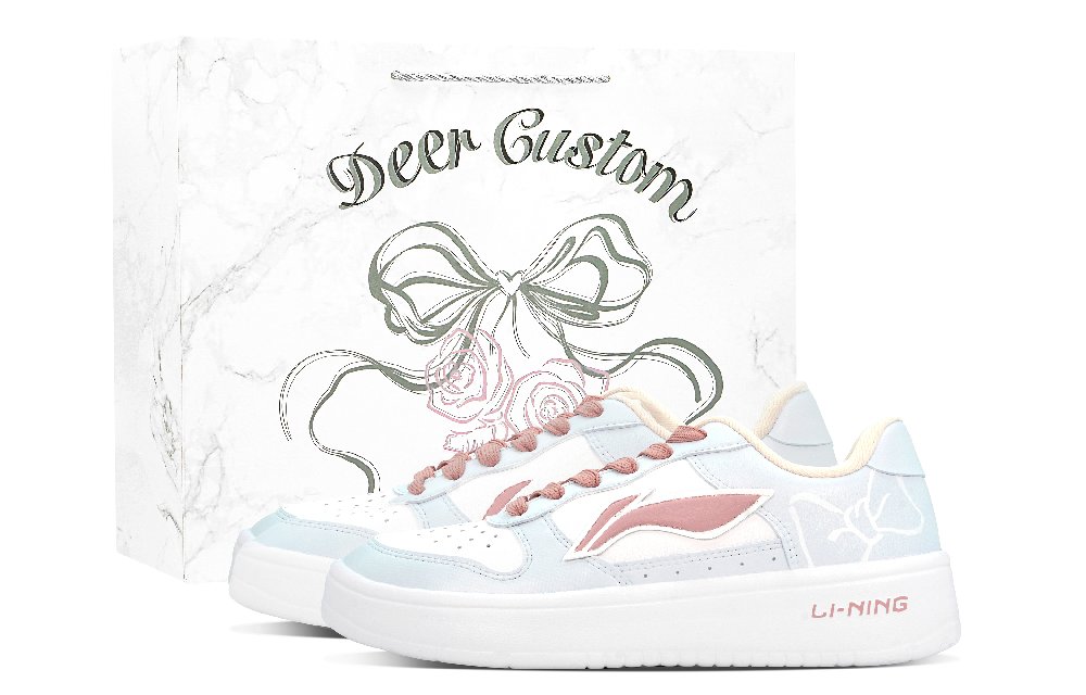 LiNing Pontoon Boats Abrasion Resistant Breathable Height Increasing Low Top Skateboard Shoes Women's White Blue Pink