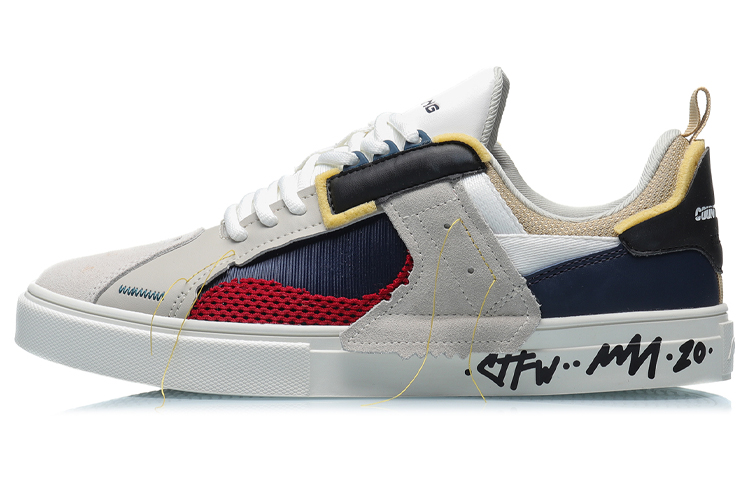 LiNing CF Anti-Slip Wear-Resistant Low-Top Skateboard Shoes Men's Gray Blue Red