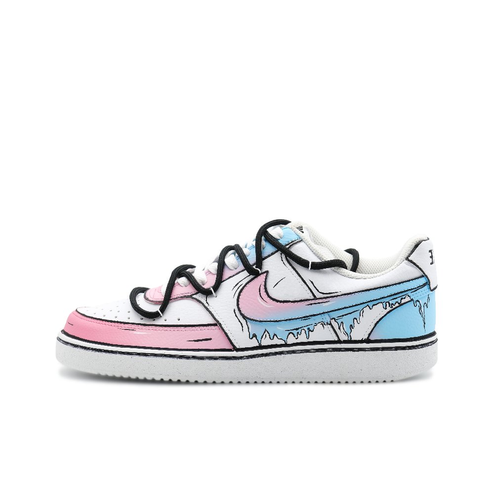 Nike Court Vision 1 Anti Slip Wear Resistant Low Top Skateboard Shoes Men's Blue White Pink