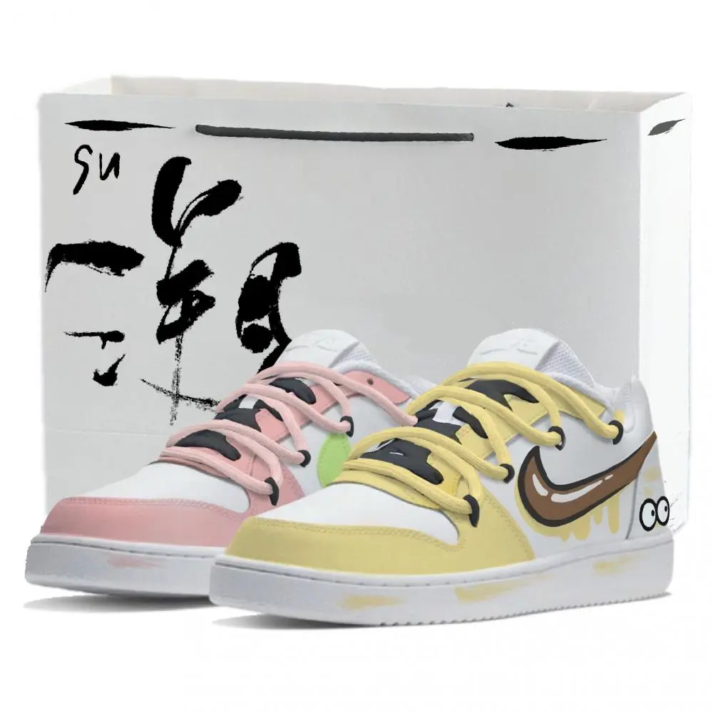 Nike EBERNON Color Block Player Low top Skateboard Shoes Unisex Pink Yellow