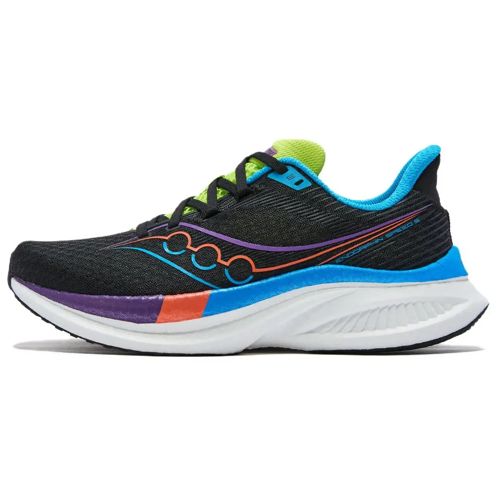 Saucony Endorphin Speed 5 Cushioning, Wear Resistant Low Top Running Shoes Unisex Black Purple FUTURE BLACK