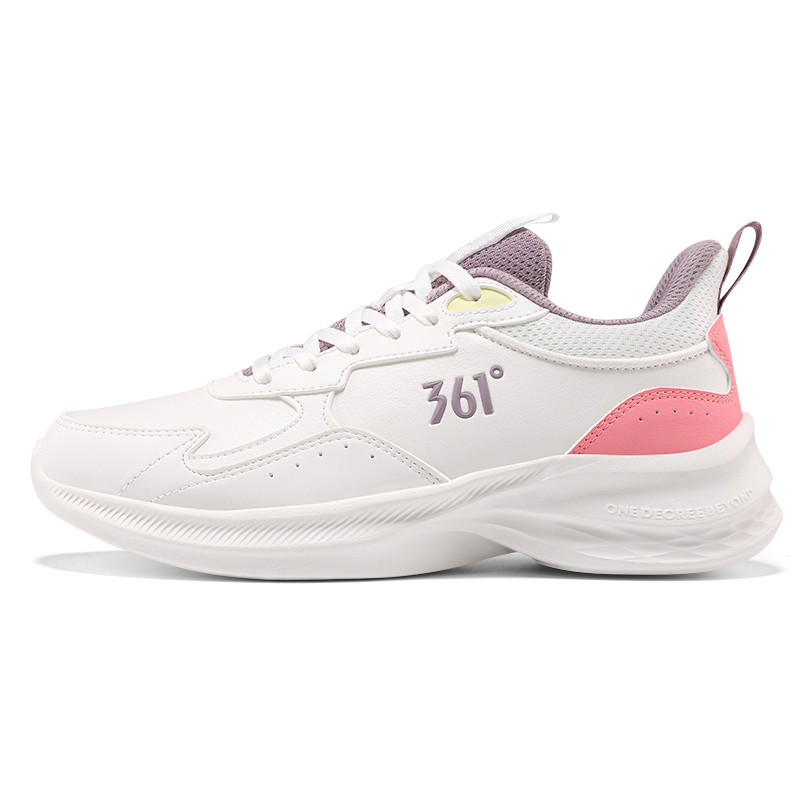 361° Anti-Slip Wear-Resistant Low-Top Casual Running Shoes Women's White Purple Pink
