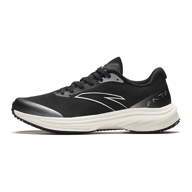 Anta Road Run Cushioning, Slip Resistant, Abrasion Resistant, Rebound Low top Running Shoes Men's Black White