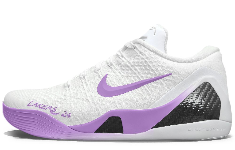 Nike Kobe 9 Abrasion Resistant Low Top Basketball Shoes Unisex White Purple