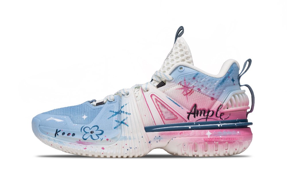 LiNing Storm 2024 Shock Absorbers Slip Resistant Abrasion Resistant Low top Basketball Shoes Men's Pink Blue