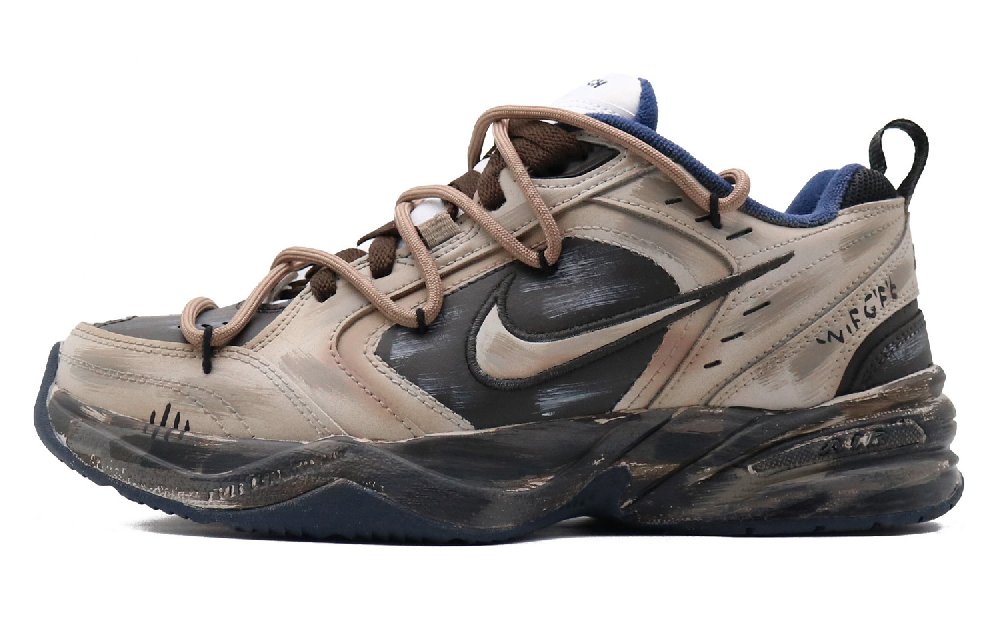 Nike Air Monarch 4 Cushioned Wear-Resistant Slip-Resistant Low-Top Chunky Sneakers Unisex Black Brown