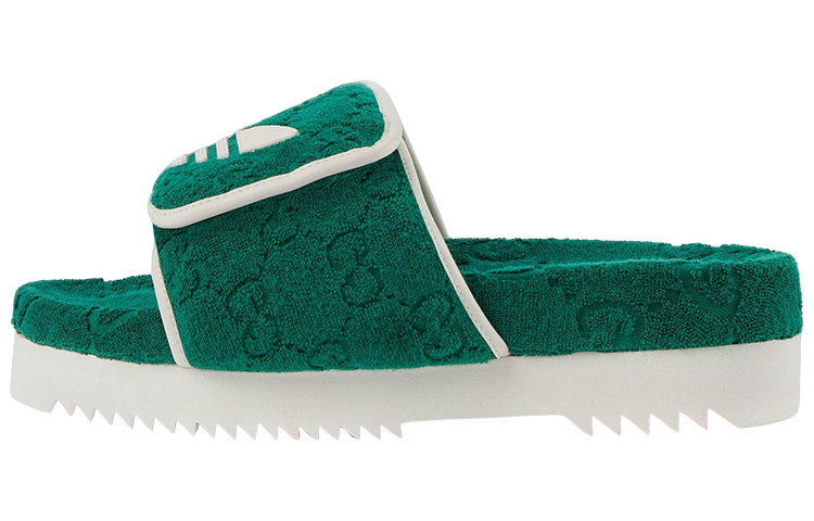 GUCCI Adidas X GUCCI Gg Platform Sandal 'Green Cotton Sponge'