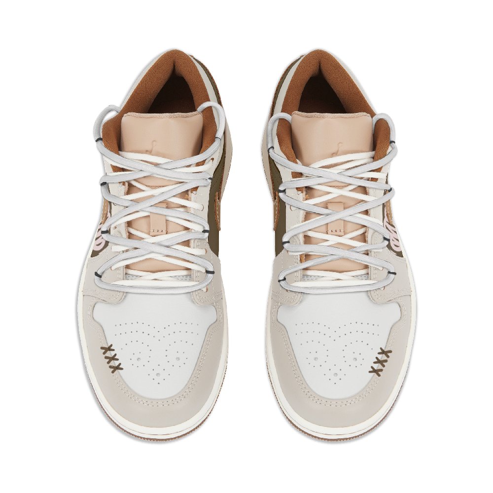 Jordan Air Jordan 1 Dust Collection Abrasion Resistant Breathable Low Top Vintage Basketball Shoes Men's Brown Pink