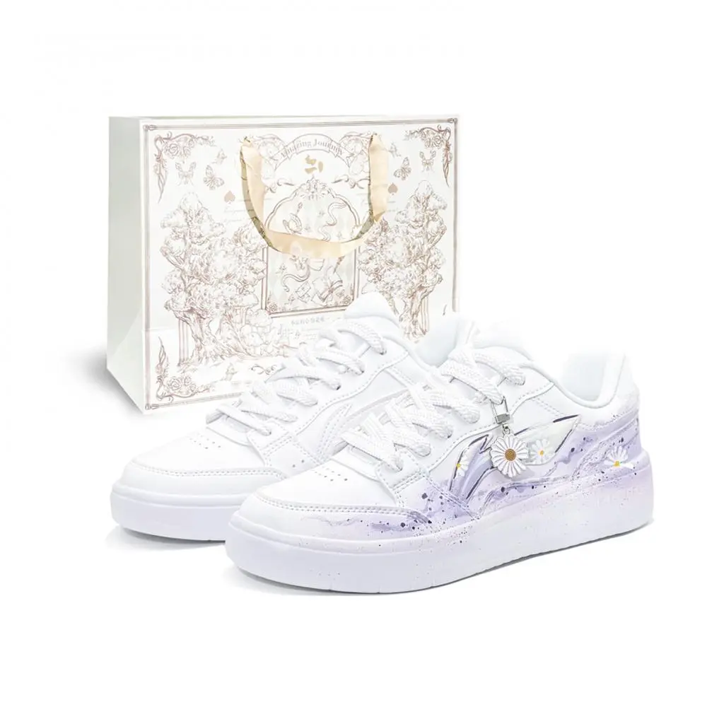 LiNing Acer Truncatum Abrasion Resistant Height Increasing Low top Skateboard Shoes Men's White Purple