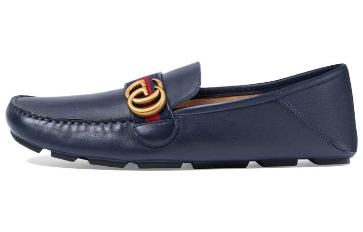 GUCCI Horsebit Double G Loafers Men's Blue