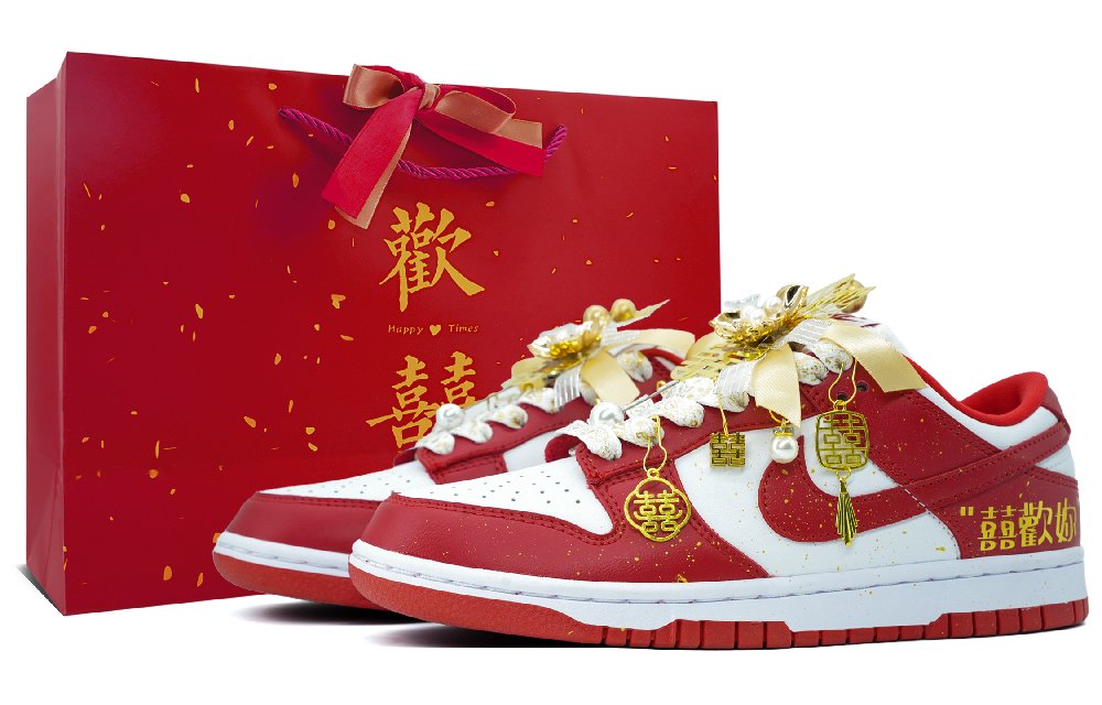 Nike Dunk Lightweight And Breathable Low Top Skateboard Shoes Unisex Wedding Red