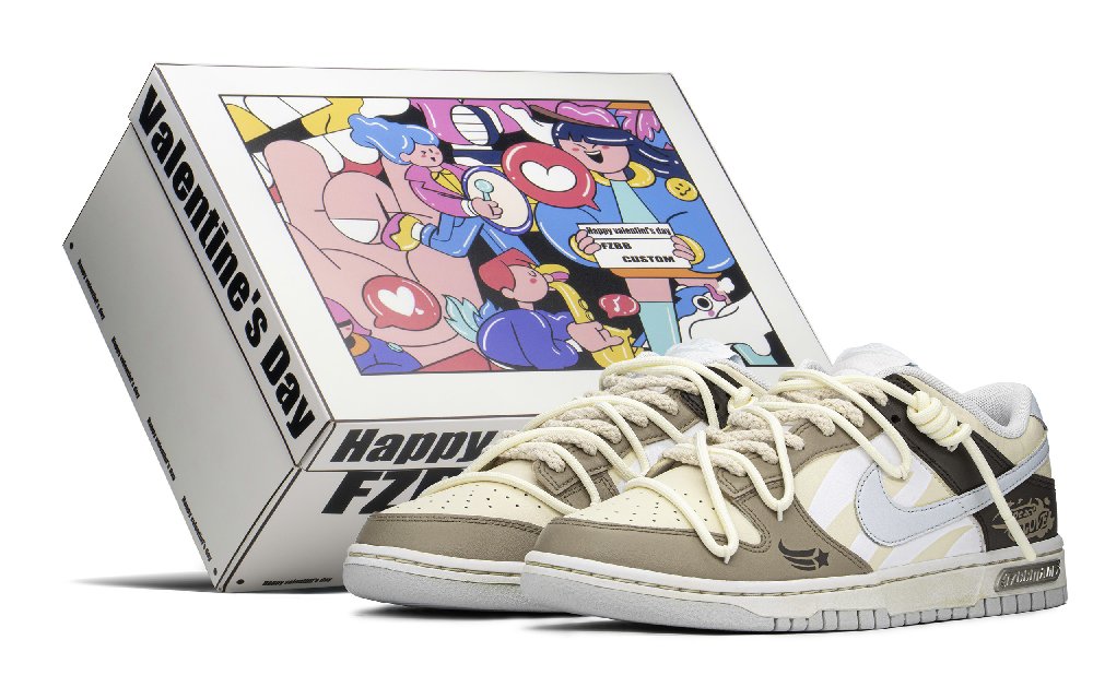 Nike Dunk Low FZBB Low Top Skateboard Shoes Men's Khaki Brown