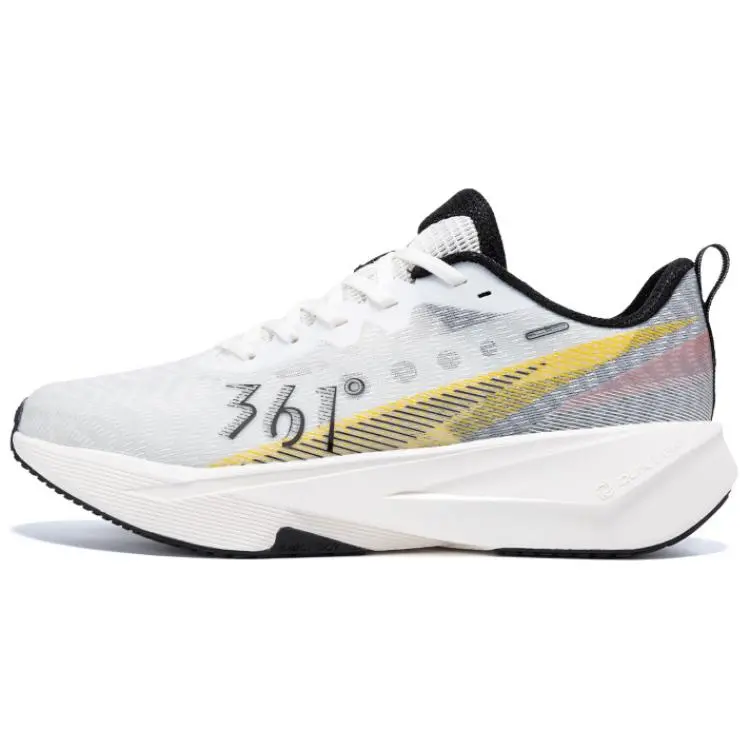 361° Wear-Resistant Rebound Breathable Low-Top Sprint Running Shoes Men's White Black Yellow