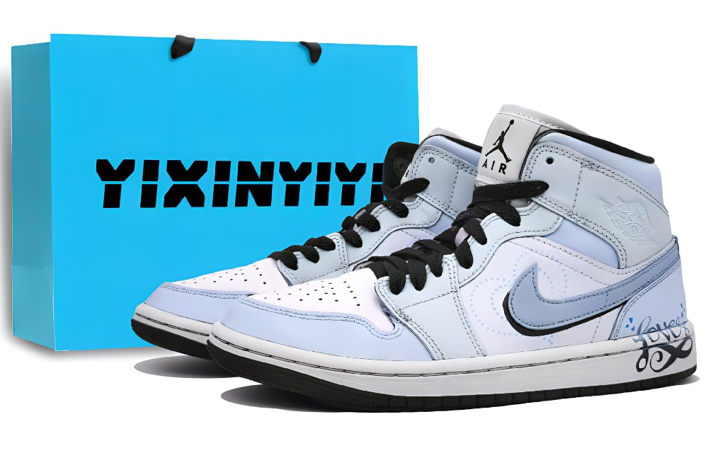 Jordan Air Jordan 1 Abrasion Resistant Mid Top Vintage Basketball Shoes Women's Sweet Blue