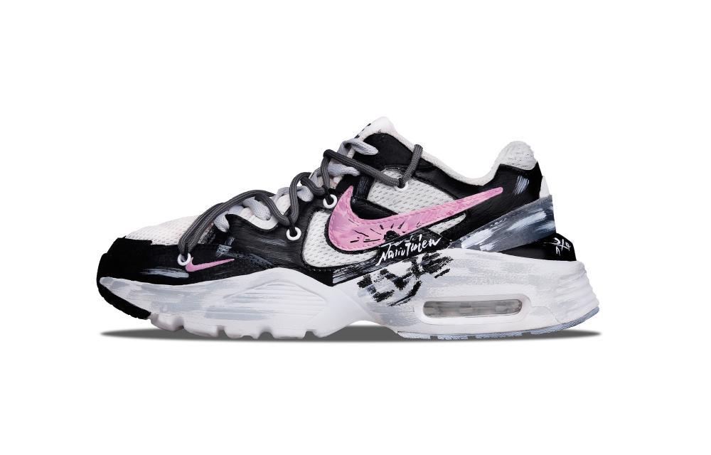 Nike Air Max Fusion Cushioning Anti-Slip And Wear-Resistant Low-Top Air Cushion Casual Running Shoes Women's Black Pink