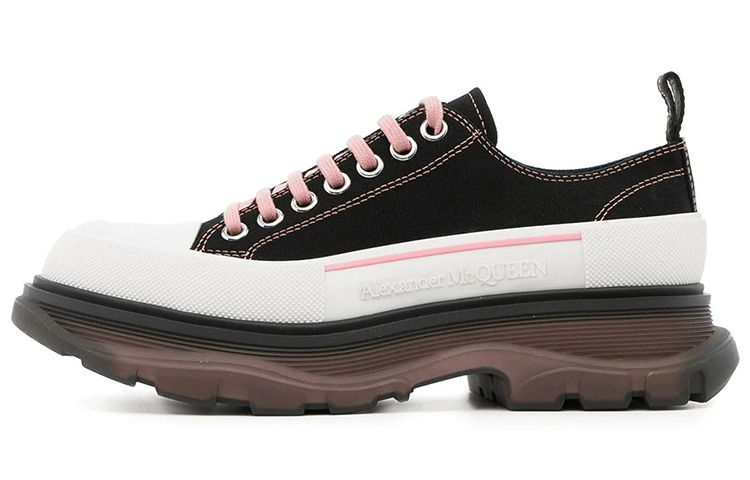 Alexander McQueen Tread Slick Low Lace Up Black Blossom Pink