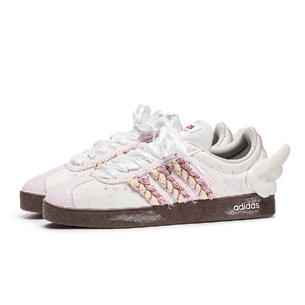 Adidas Neo VL Court Lifestyle Wu Jie, Muhan Pink Cushioning Low Top Skateboard Shoes Unisex Pink Brown