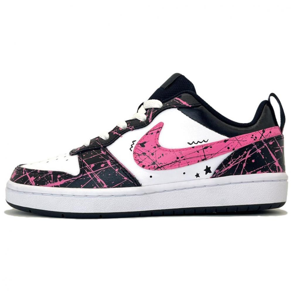 Nike Court Borough Anti-Slip Wear-Resistant Low-Top Skateboard Shoes GS Black White Pink