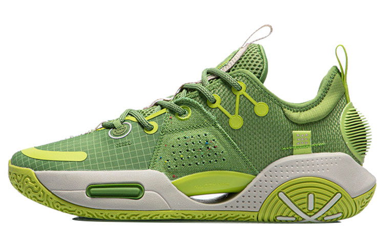 LiNing All City 9 V1.5 Wear-Resistant Slip-Resistant Cushioning Low-Top Basketball Shoes Olive Green