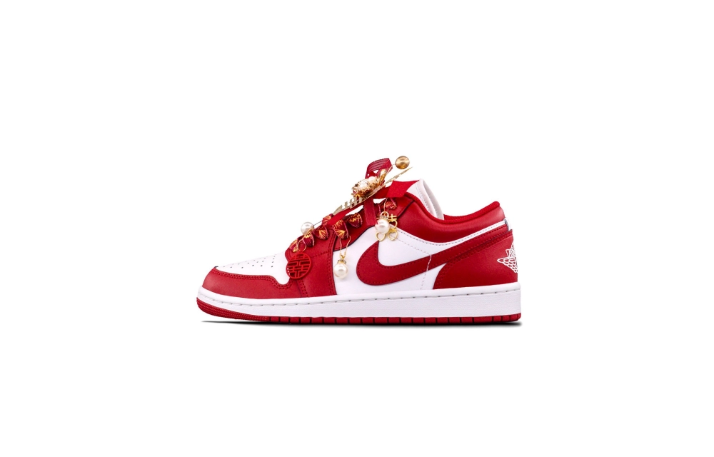 Jordan Air Jordan 1 Red Phoenix Cushioning, Wear Resistant Low top Vintage Basketball Shoes Unisex Red