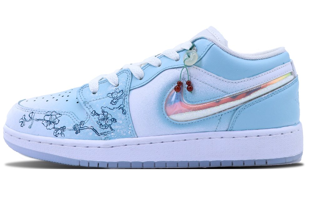 Jordan Air Jordan 1 Anti Slip Wear Resistant Low Top Vintage Basketball Shoes Women's Blue