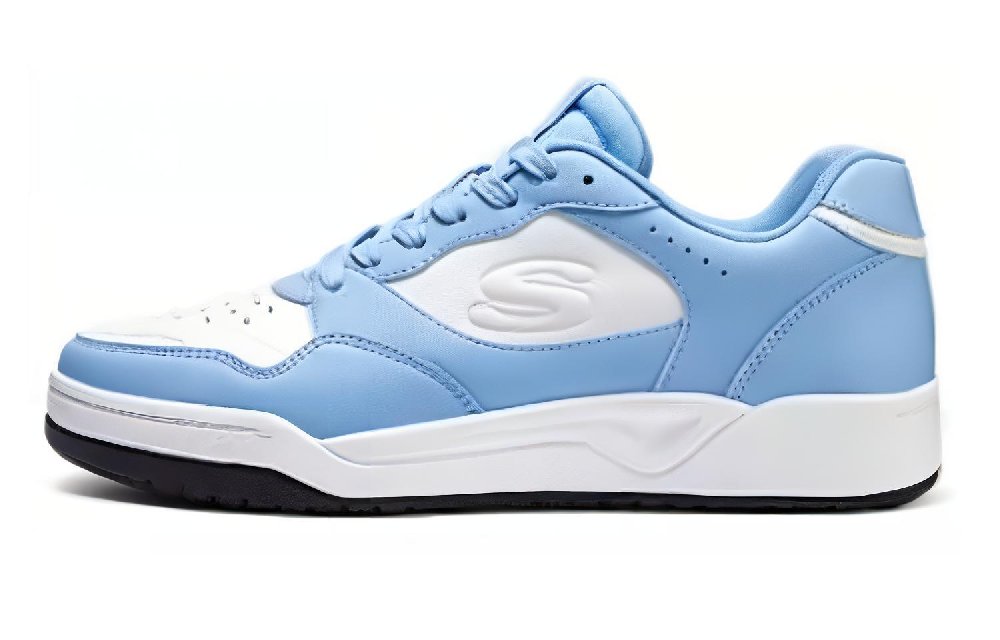 Skechers Street Cushioning Wear-Resistant Low-Top Skateboard Shoes Men's White Blue