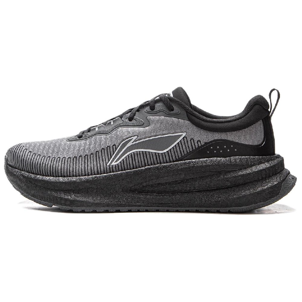 LiNing Shock Absorbers Slip Resistant Abrasion Resistant Breathable Low Top Running Shoes Men's Coal Smoke Gray