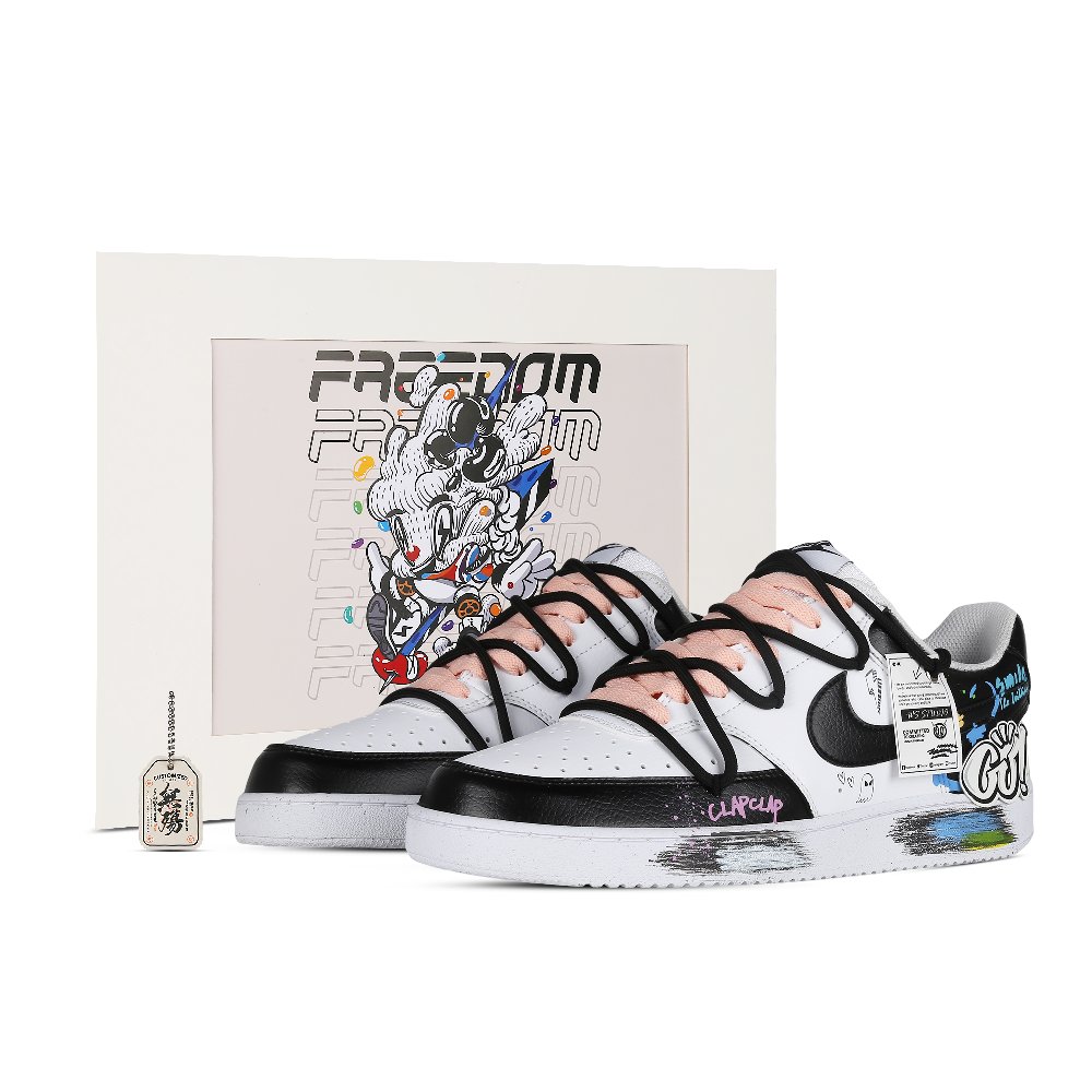 Nike Court Vision 1 Slip-Resistant Cushioning Low-Top Skateboard Shoes Women's Black White