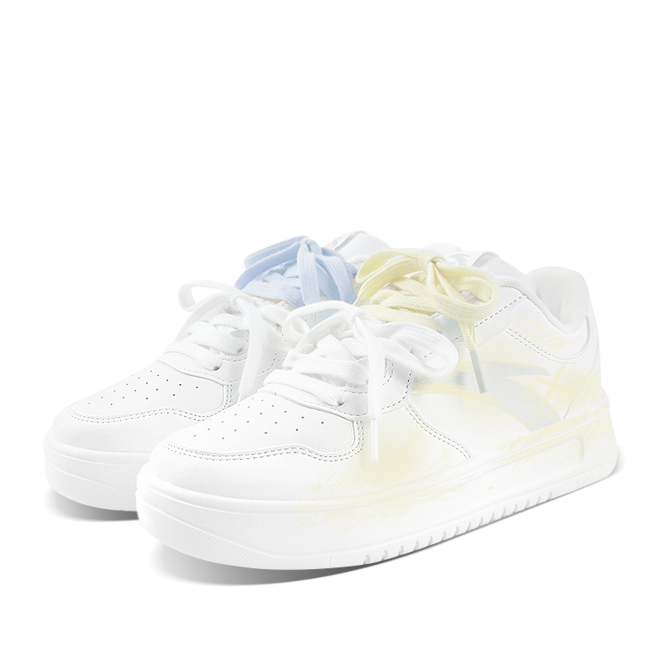 Anta Relaxed Anti Slip Wear Resistant Low Top Skateboard Shoes Unisex Yellow Blue Mismatched
