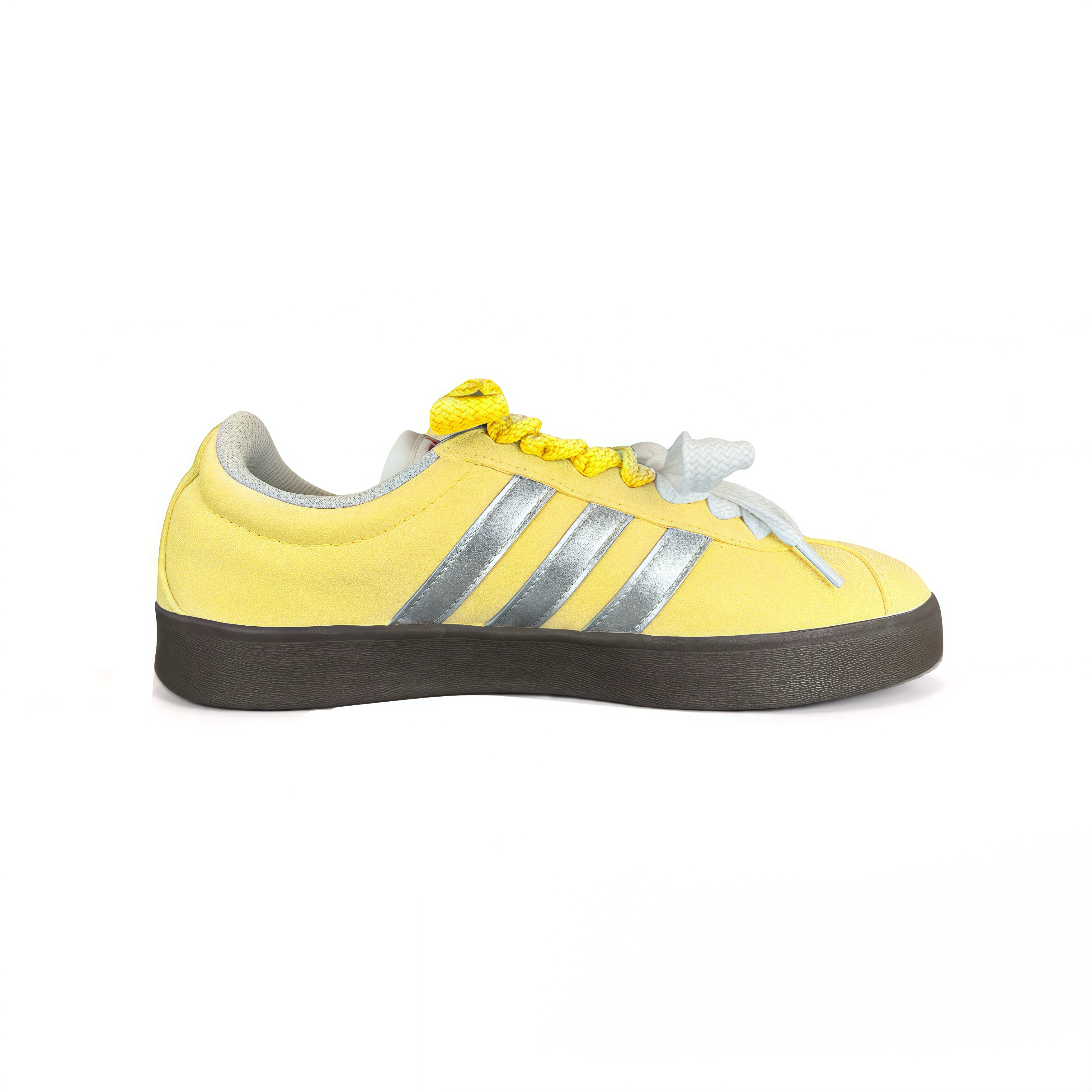 Adidas VL COURT 2.0 Cushioning, Wear Resistant Low top Skateboard Shoes Unisex Silver Yellow