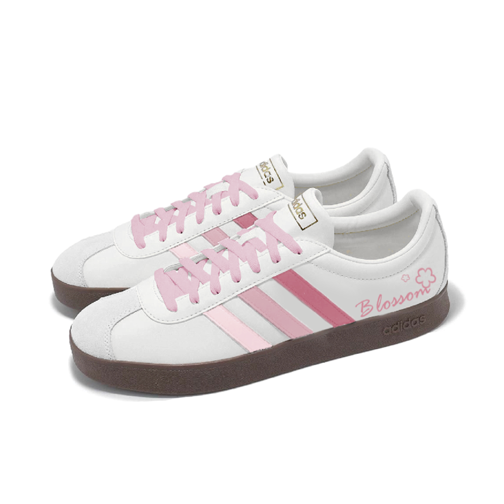 Adidas Neo VL Court 2.0 Anti Slip Wear Resistant Low Top Skateboard Shoes Women's Pink White