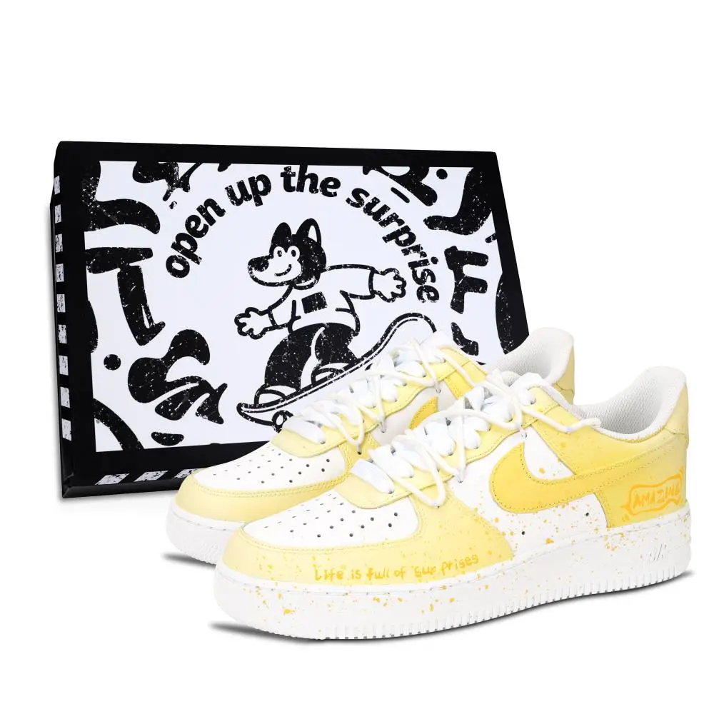 Nike Air Force 1 Air Force 1, Exquisite Lifestyle Abrasion Resistant Low top Skateboard Shoes Unisex Yellow